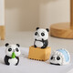 Collection of cute giant panda small ornaments, cute panda doll desktop small ornaments for classmates to give birthday gifts for children, happy panda (set of 7) + gift box + light string