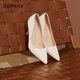 Daphne pointed toe stiletto temperament high heels for women black with skirt height increasing shoes for women beige 37