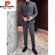 Pierre Cardin casual blazer men's solid color simple and versatile two-button British slim handsome suit trendy new product dark green suit + pants M