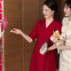离境天儿子结婚妈妈穿的旗袍遮肚子小个子年轻洋气妈妈装婚宴领旗袍喜婆 酒红色9863 L推荐100-110斤 均码