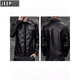 JEEP SPIRIT autumn and winter new men's quilted casual leather jacket men's motorcycle jacket slim fit Korean style lapel men's PU leather jacket black (model) plus velvet XL (suitable for 135-150 Jin Jin equals 0.5 kg)