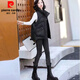 Pierre Cardin Cotton Vest Women's 2025 Autumn and Winter New Korean Style Loose and Versatile Thickened Warm Fashion Short Style Jacket Women's Black XL