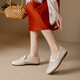 Kanglibi genuine leather soft sole mother shoes single shoes middle-aged and old comfortable and not tired leather shoes middle-aged and old young and non-slip women's shoes spring and autumn style 677 hole style beige soft sole soft surface very comfortable 39