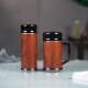 Tanxuange Purpurton Tee Tasse Thermos Cup Herren High-End Office Tea Tasse Praktische Geschenk Custom Logo Spiegel Mahagoni Holz Getreide (Lederbox) 450 ml