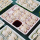 Qincheng disposable dumpling box, take-out special packaging box, commercial compartmented raw and cooked quick-frozen dumpling box, frozen storage box, 15 grids, green and white, thickened, 100 sets, transparent lid