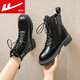 Pull-back Martin boots for women 2023 new autumn high-top boots for women British style women's boots Korean style short boots for women black single lining 38