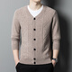 Hengyuanxiang 450G Herbst und Winter Neu 100% reine Strickjacke mit mittleren Alterswolle Wolle Strickjacke V-Ausschnitt Pullover mittelgrau L (175)