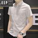 JEEP SPIRIT2025新款衬衫夏季款男士短袖格子衬衣休闲韩版修身上衣服 844卡其 M 80-104斤