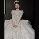 Hermana gorda Vestido de novia de gran tamaño Manga larga francesa White 2024 NUEVA PRODUCCIÓN ADURIDAD DE LA ANDACUA A LA PARA LA LANGRA PERSONA PEQUEÑA Vestido de novia de cola blanca XL