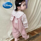 Disney baby suit spring and autumn style sweet floral doll collar shirt embroidered overalls two-piece autumn baby clothes pink rabbit shirt ten overalls two-piece 90 (22-26Jin[Jin equals 0.5 kg])