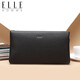 ELLE HOMME men's handbag, top layer deer leather zipper wallet, large capacity clutch bag, fashionable men's bag, EB282300450 black, birthday gift for boyfriend