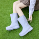 Gudetu Botas de lluvia japonesa para mujeres, zapatos impermeables que no están deslizando para el tubo medio, nuevos zapatos de goma de trabajo de cocina, botas de agua tibias para mujeres, zapatos para adultos, azul-tamaño estándar 40
