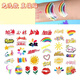 Muyu National Day Games Cheer for Victory Face Sticker Tattoo Body Sticker Face Decorative Accessories Children's Sports Games Competition Cheer Rainbow Flower Style 36 Stickers a Piece