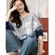 Demana Fashionable Gradient Casual Sweatshirt Spring and Autumn Cotton Round Neck Loose Slightly Elastic Sweatshirt Women's Top Heather Gray L