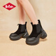Lee Cooper切尔西靴子女靴冬季加绒保暖增高马丁靴女烟筒靴中筒雪地靴短靴女 黑色薄绒(适合南方) 38