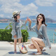 He Yangyu parent-child mother-daughter swimsuit new big-breasted long-sleeved sunscreen blouse bikini three-piece set for girls split children's model M