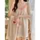 Danyuting Strawberry Bear suspender pajamas women's spring and autumn summer chest pad nightgown sexy nightgown two-piece set home clothes women 9901 skirt two-piece set strawberry bear - pink one size m 160