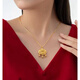 Fat Donglai's same 18K gold longevity lock yellow necklace female color clavicle chain pendant 2022 new Valentine's Day ruby drop necklace