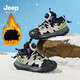 JEEP children's winter leather and velvet second-cotton sports shoes for boys 3-14 years old running shoes black and green 32