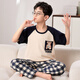 曼妮朵2024新款男童睡衣夏季薄款短袖纯棉儿童卡通男孩中大童家居服套装 F728【短长】 14码建议125-135cm