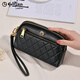 Goldlion Women's Bag Genuine Leather 2025 Summer New Fashion Clutch Zipper Large Capacity Coin Purse Mobile Phone Bag Women's Wallet Black
