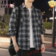 Jeep Spirit Retro a cuadros Retro Camisa de manga larga para hombres y mujeres Primavera y otoño 2025 Nuevo trabajo de trabajo coreano de la camisa tendencia K12109 Caki M