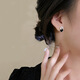 S925 silver needle double square black stud earrings female style small light luxury earrings niche design western style earrings main picture