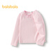 Balabala children's clothing girls T-shirt children's 2025 spring long-sleeved tops sweet striped knitted inner wear 208125100002