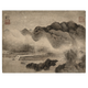 Yuan Gao Ranhui's landscape paintings ancient landscape paintings scroll famous paintings replica antique paintings decorative hanging paintings Yuan Ni Zanjun stone ancient raft map 12134 50X66 cm (spraying painting heart size) Framed