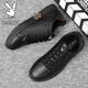 Playboy men's shoes 2025 autumn and winter new casual shoes men's high-end sneakers plus velvet business British leather shoes for men black 41