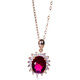 Fat Donglai same style 18k gold ruby necklace oval female rose gold moissanite diamond pigeon blood red pendant clavicle rose gold-red diamond-single pendant 2 carats