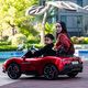 Cool Sun Maserati authorized two-seater electric remote control toy car for babies and children, four-wheeled swing sports car for adults and children, 24V roasted red + light sound motor + soft wheel leather seat remote control