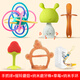 CLCEY baby teether small mushroom bite baby chew gum Manhattan hand ball toy silicone can be boiled hand ball + rattle mushroom (green) + nano 1