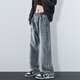 MAYBEYOND Jeans Men Summer Loose Casual Straight Pants Trendy American Pants Men MA73 Retro Blue 2XL