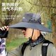 JEEP Jeep sun hat men's summer fishing hat outdoor mountaineering sunshade anti-UV men's large brim fisherman hat light gray