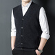 Hengyuanxiang Herbst und Winter Herren-Weste aus 100 % reiner Wolle, Winter-Wollpullover mit V-Ausschnitt, ärmellose Strickjacke, Weste, 1 mittlere Farbe, Grau, M 170/88A