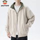 Paul Frank Jacket Men's Reversible Jacket Men's Autumn Casual Loose Windproof Top Trendy Men's Khaki XL