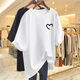 Lauaird extra-large size short-sleeved women's summer T-shirt fat MM plus fat plus size 2-300 Jin [Jin equals 0.5 kg] Loose and casual belly-covering medium-length top 757# white L suggests 115135 Jin [Jin equals 0.5 kg]