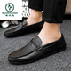 Holzspecker Fahrschuhe Ein Fuß Antrieb Loafer Lederschuhe wasserdicht britische Mütze Schuhe Herren trendige Schuhe Casual Schuhe Low Top D838 Black 39