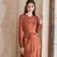 ROEYSHOUSE ROYSHOUSE premium caramel color pleated dress spring new elegant satin waist-closing large hem skirt 10971 caramel color 2XL