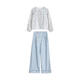 
Geman maternity summer suit fashionable 2025 summer new fashionable and stylish shirt top loose two-piece apricot color floral top + belly-resisting jeans L