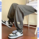 Pugesi (Pugesi) Fat Man's große Freizeithose für Männer im Sommer dünner loser Kordelstring mit großer Big-Binding-Sporthosen A001-K1049 Black 4xl 195-210jin [Jin gleich 0,5 kg]