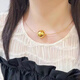 Muqian 5G gold necklace 999 pure gold 2024 new style women's personalized trendy transfer bead necklace pure gold light bead pendant. The separate collar is about 6.50g (excluding light beads)