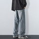 MAYBEYOND Jeans Men Summer Loose Casual Straight Pants Trendy American Pants Men MA73 Retro Blue 2XL