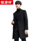 Hengyuanxiang Herbst- und Winterwollmantel koreanischer Stil trendy Herrenwindbreaker 2023 Neues Wollmantel mit mittlerer Länge Mitte der Männerkleidung Burgund XL