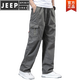 JEEP SPIRIT多口袋工装裤夏季薄款休闲裤男宽松纯棉加大码工作裤子男款阔腿裤 秋冬厚 款831/军绿色【高品质】 6XL 适合230-250斤