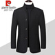 Pier Cardin Woolen Jacket Men's Spring y Autumn Nuevo chaqueta de lana de mediana edad para hombres engrosado Coloque Collar Daddy's 2025 Gray Single Model XL 180