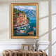 Landschaftsmalerei von Portofino Town, Diqi, Eingang, dekoratives Malerei, handbemaltem Ölmalerei, Korridor, Korridor, hängende Malerei, Esszimmer Wandmalerei 692 Gold Massivholz Rahmen 100x180