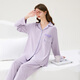 Fen Teng Fen Teng Couple Pajamas Soft Cotton Cotton Fan Chengcheng's Same Style Stars' Same Style 40 Count Cotton Mo Couple's Home Clothes Set Lilac Purple-Women's XL