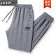 JEEP cotton casual pants 2024 new men and women couple wear spring and autumn loose running sports straight trousers dark gray (legged style) 2XL 130-145Jin Jin is equal to 0.5 kg